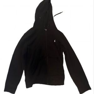 Black Polo hoodie white logo